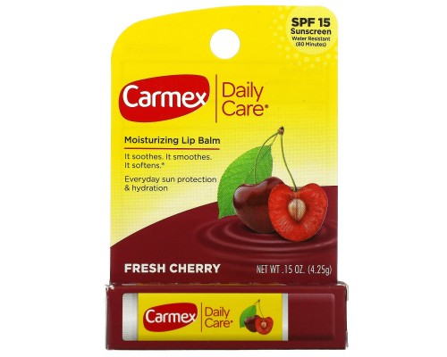 Carmex, Daily Care, увлажняющий бальзам для губ, свежая вишня, SPF 15, 4,25 г (0,15 унции)