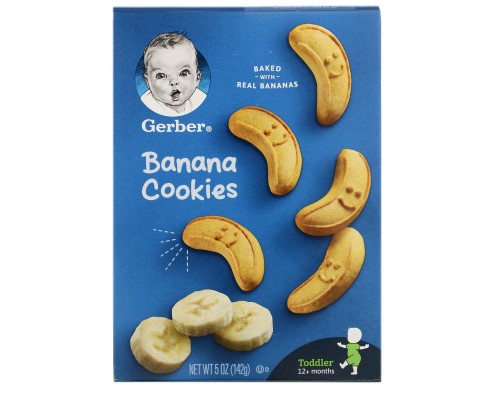 Банановое печенье, 12+ месяцев, Banana Cookies, 12+ Months, Gerber, 142 г