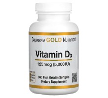 Витамин Д3 California Gold Nutrition (Vitamin D3) 5000 МЕ 360 желатиновых капсул