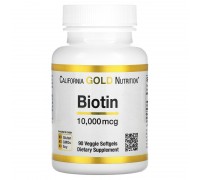 Биотин California Gold Nutrition (Biotin) 10000 мкг 90 мягких капсул