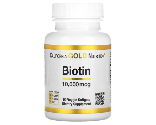 Биотин California Gold Nutrition (Biotin) 10000 мкг 90 мягких капсул