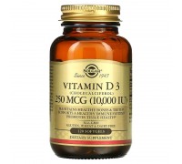 Натуральний вітамін Д3 Solgar (Vitamin D3) 250 мкг 10000 МО 120 гелевих капсул