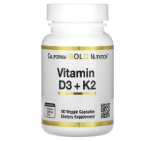 California Gold Nutrition, вітаміни D3 і К2, 60 рослинних капсул