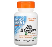 Doctor's Best, комплекс активных витаминов группы B из Quatrefolic, 30 вегетарианских капсул