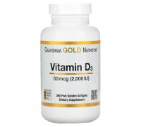 Вітамін Д3 California Gold Nutrition (Vitamin D3) 50 мкг 2000 МО 360 м'яких капсул