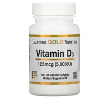 Вітамін Д3 California Gold Nutrition (Vitamin D3) 5000 МО 90 рибних желатинових капсул