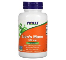 Їжовик гребінчастий NOW Foods (Lion's Mane) 500 мкг, 60 рослинних капсул