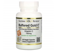 Вітамін C аскорбат натрію буферизований California Gold Nutrition (Buffered Vitamin C) 750 мг 60 рослинних капсул