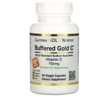 Вітамін C аскорбат натрію буферизований California Gold Nutrition (Buffered Vitamin C) 750 мг 60 рослинних капсул