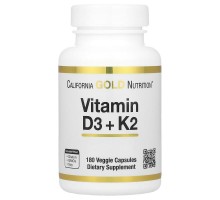 Вітамін Д3+К2 California Gold Nutrition (Vitamin D3+K2) 180 капсул