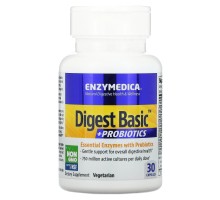 Ферменты и пробиотики, Digest Basic + Probiotics, Enzymedica, 30 капсул