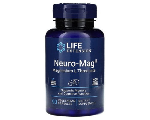 Life Extension, Neuro-Mag, магній L-треонат, 90 вегетаріанських капсул