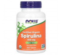 Органічна спіруліна, Now Foods, spirulina, 500 мг, 200 таблеток