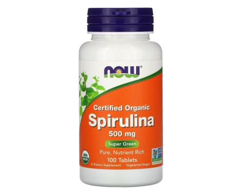 Спіруліна органічна Now Foods (Spirulina Organic) 500 мг 100 таблеток