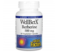 Берберин WellBetX, Natural Factors, 500 мг, 60 вегетарианских акций