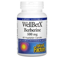 Берберин WellBetX, Natural Factors, 500 мг, 60 вегетарианских акций