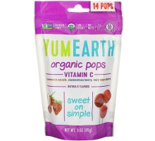 Чупачупсы с витамином С и разными фруктовыми вкусами органик YumEarth (Organic Pops Vitamin C Strawberry Smash Razzmatazz Berry Very Very Cherry) 14 шт по 85 г