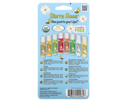 Бальзамы для губ разные Sierra Bees (Lip Balm) 8 шт. по 4.25 г