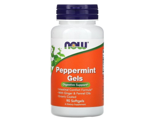 Перечная мята Now Foods (Peppermint Gels with Ginger & Fennel Oils) 90 капсул.