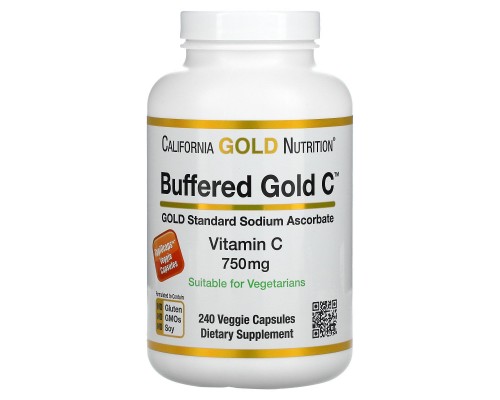 Витамин C буферизированный California Gold Nutrition (Buffered Vitamin C) 750 мг 240 растительных капсул