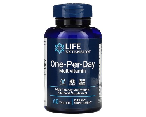 Мультивітаміни та мінерали Life Extension (One-Per-Day High Potency Multivitamin & Mineral) 60 таблеток