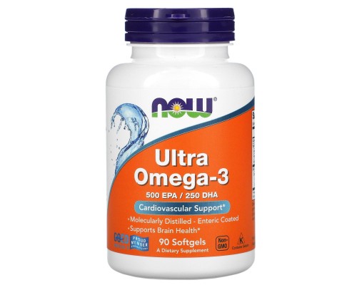 Омега-3 500 ЭПК / 250 ДГК Now Foods (Ultra Omega-3 500 EPA/250 DHA) 90 капсул