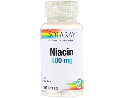 Ниацин Витамин B3 Solaray (Niacin Vitamin B3) 500 мг 100 капсул