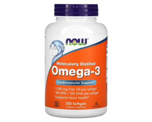 Омега-3 підтримка серця Now Foods (Omega-3 180 EPA/120 DHA) 200 капсул