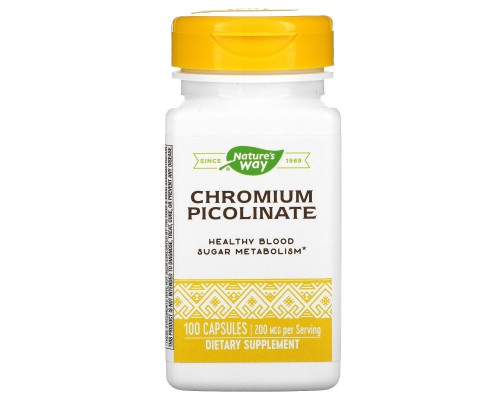 Піколінат хрому Nature's Way (Chromium Picolinate) 200 мкг 100 капсул