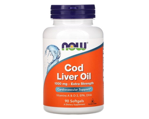 Олія печінки тріски Now Foods (Cod Liver Oil 1000 мг 90 капсул