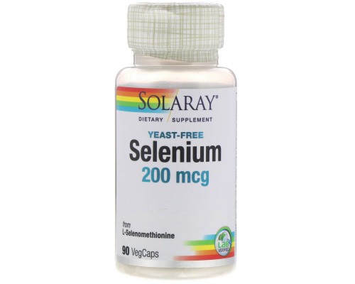 Селен без дрожжей Solaray (Selenium Yeast-Free) 200 мкг 90 капсул