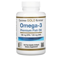 Омега-3 риб'ячий жир преміум-класу California Gold Nutrition (Omega-3 Premium Fish Oil) 100 капсул