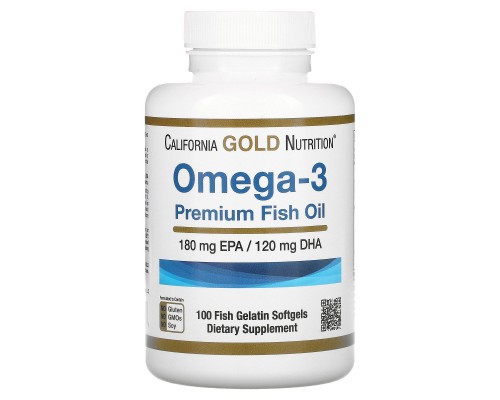 Омега-3 риб'ячий жир преміум-класу California Gold Nutrition (Omega-3 Premium Fish Oil) 100 капсул