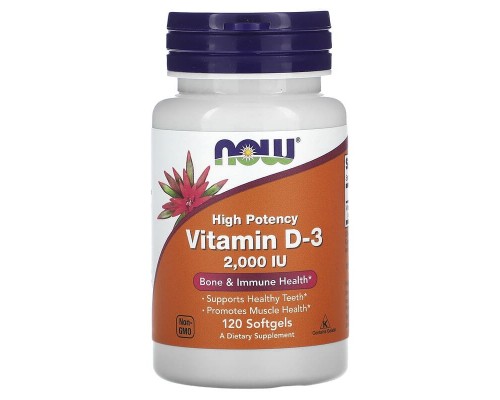 Вітамін Д3 Now Foods (Vitamin D-3) 2000 МО 120 м'яких таблеток