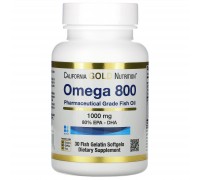 Омега 800 риб'ячий жир California Gold Nutrition (Omega 800 Fish Oil 80% EPA/DHA) 1000 мг 30 м'яких капсул