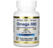 Омега 800 рыбий жир California Gold Nutrition (Omega 800 Fish Oil 80% EPA/DHA) 1000 мг 30 мягких капсул