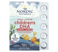 Nordic Naturals, Children's DHA, жевательные таблетки с ДГК для детей 2–6 лет, со вкусом тропического пунша, 600 мг, 30 жевательных таблеток