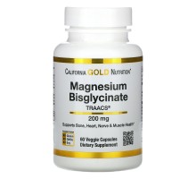 Магний Бисглицинат California Gold Nutrition (Magnesium Bisglycinate) 60 вегетарианских капсул