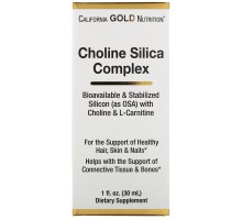 Комплекс с холином и кремнеземом биодоступная поддержка коллагена California Gold Nutrition (Choline Silica Complex Bioavailable Collagen Support) 30 мл