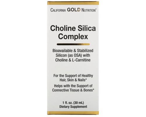 Комплекс із холіном та кремнеземом біодоступна підтримка колагену California Gold Nutrition (Choline Silica Complex Bioavailable Collagen Support) 30 мл