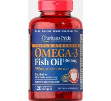 Омега-3 рыбий жир Puritan's Pride (Triple Strength Omega-3 Fish Oil) 1360 мг 120 капсул