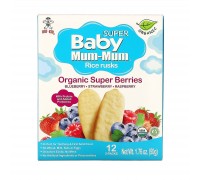 Органічні рисові сухарики, супер-ягоди, Baby Mum-Mum, Organic Rice Rusks, Super Berries, Hot Kid, 12 упаковок по 2 упаковки по 50 г (1,76 унції) кожна