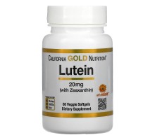 Лютеин с зеаксантином California Gold Nutrition (Lutein/Zeaxanthin) 20 мг 60 растительных мягких таблеток