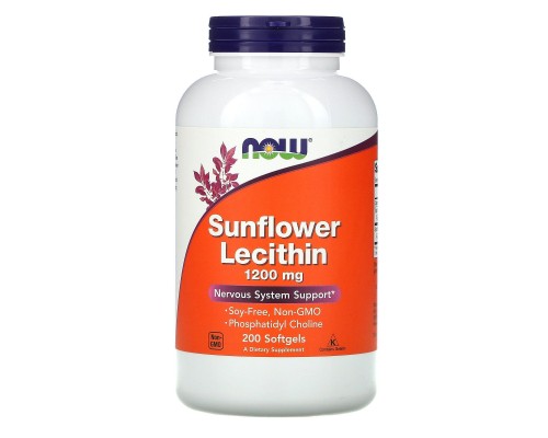 Лецитин Now Foods (Sunflower Lecithin) 1200 мг 200 желатиновых капсул