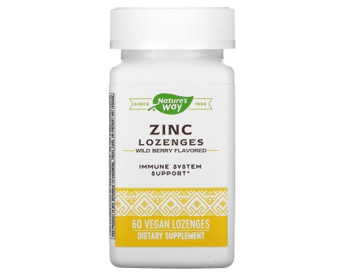 Цинк с эхинацеей и витамином С со вкусом диких ягод Nature's Way (Zinc with Echinacea and Vit C Lozenges Natural Berry Flavor) 60 леденцов