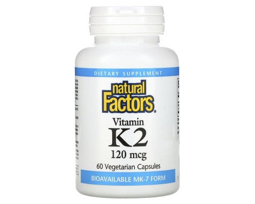 Вітамін К2, Vitamin K2, Natural Factors, 120 мкг, 60 вегетаріанських капсул