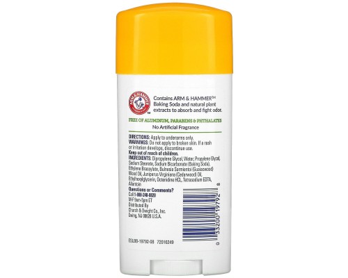 Натуральний дезодорант для чоловіків та жінок без запаху Arm & Hammer (Essentials with Natural Deodorizers Deodorant Unscented) 71 г