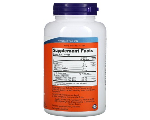 Омега-3 500 ЕПК / 250 ДГК Now Foods (Ultra Omega-3 Cardiovascular Support 550 EPA/250 DHA) 180 желатинових капсул