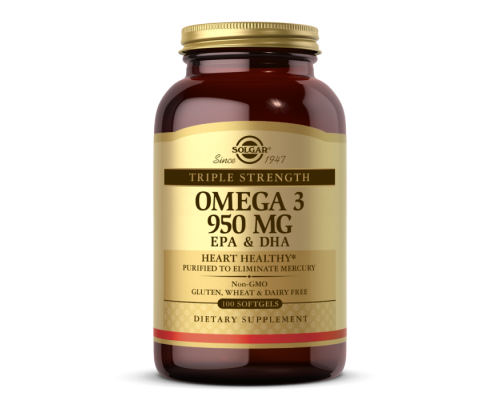 Омега-3 ЕПК та ДГК потрійна сила Solgar (Omega 3 EPA & DHA) 950 мг 100 капсул