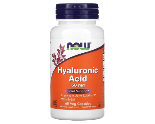 Гіалуронова кислота Now Foods (Hyaluronic Acid) 50 мг 60 капсул